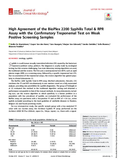 wampole laboratories crypto-la test package insert|Clinical Performance of the BioPlex 2200 Syphilis Total & RPR .